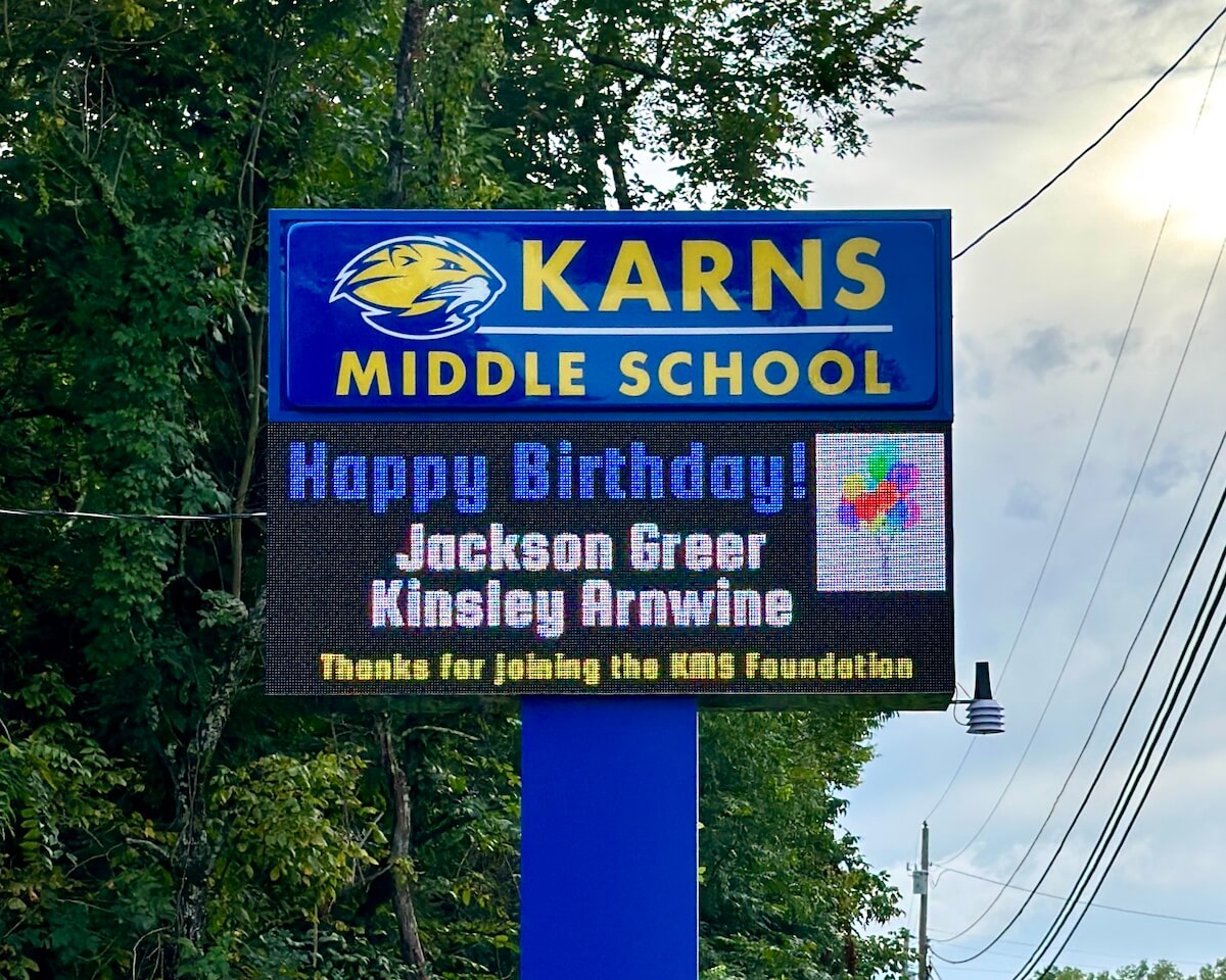 Karns middle school digital sign